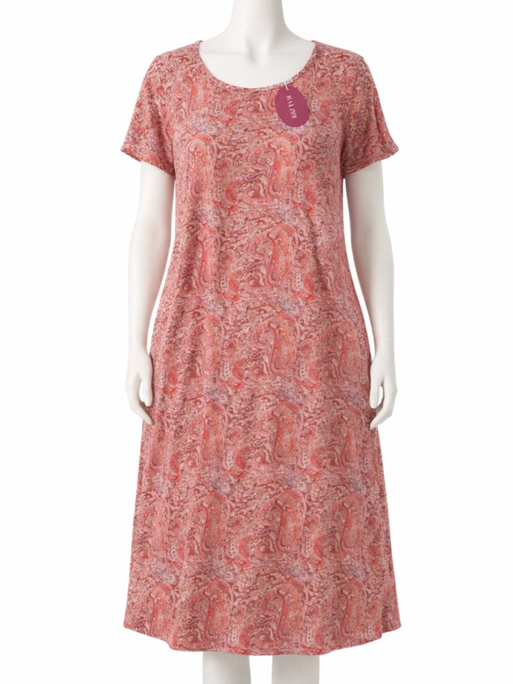 NWT Halife Boho Paisley Knit Midi Dress Orange Pink S